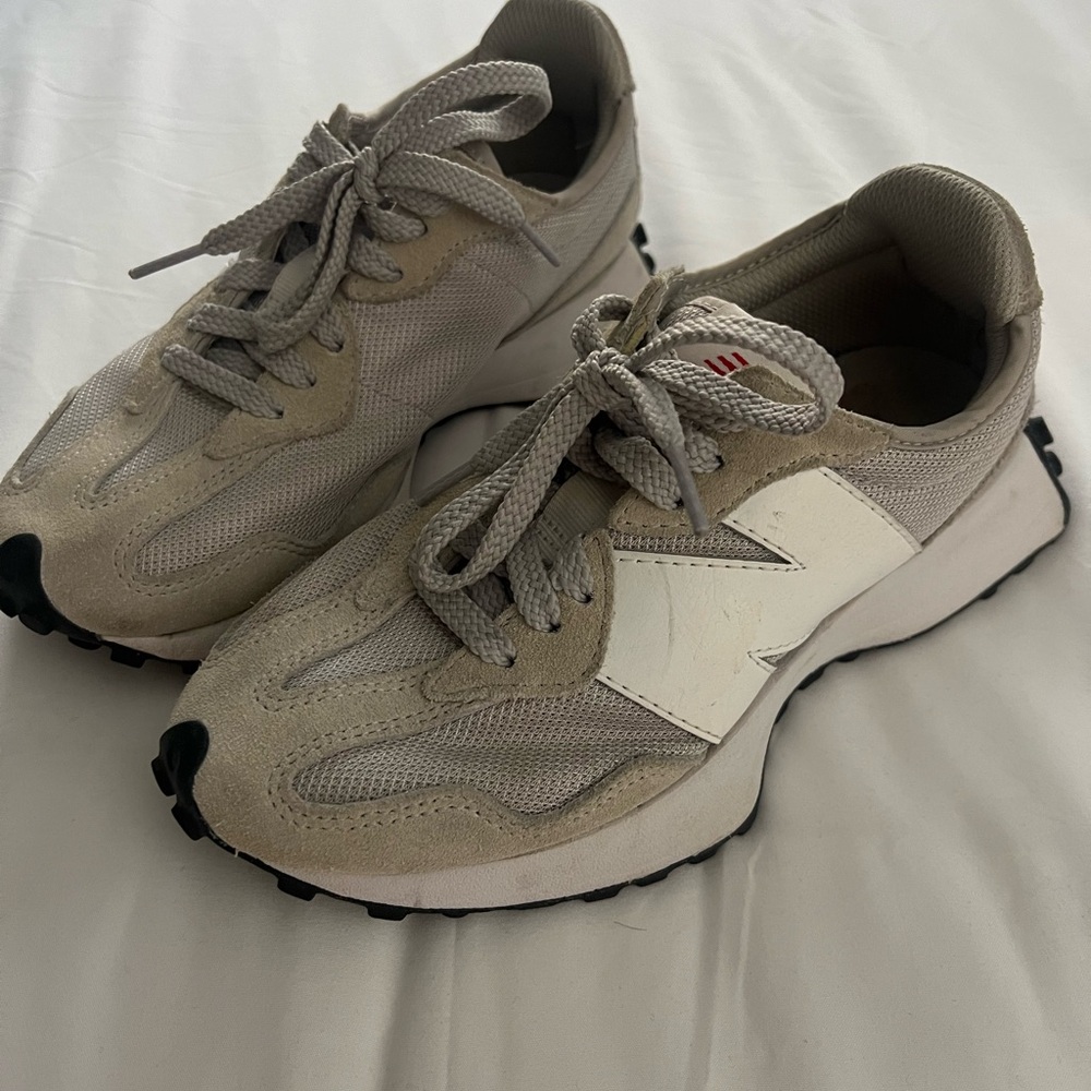 New Balance Beige and White Casual Sneakers